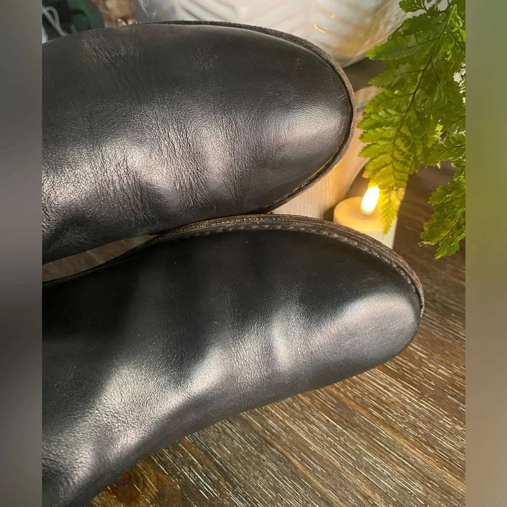FRYE Paige Women's 9 Tall Italian Leather Riding Boots Pull On knee High Black